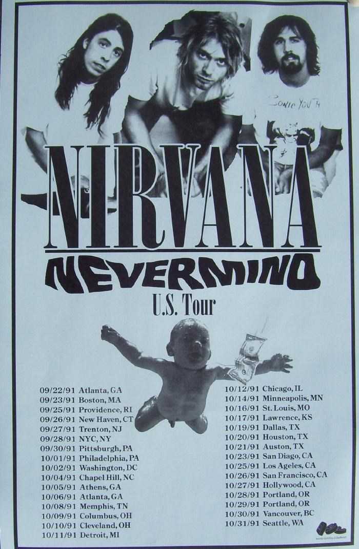 nirvana poster with tour dates nevermind